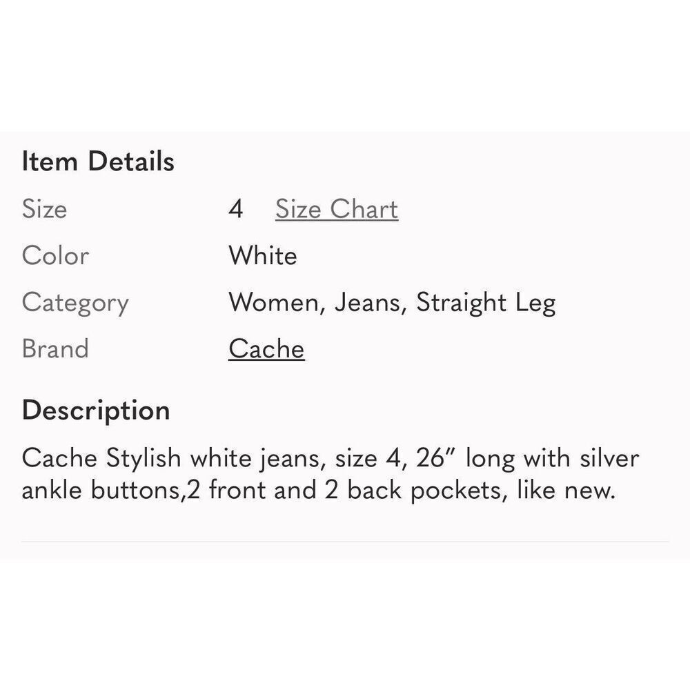 CACHE | white denim straight leg jeans 4 - Picture 7 of 7